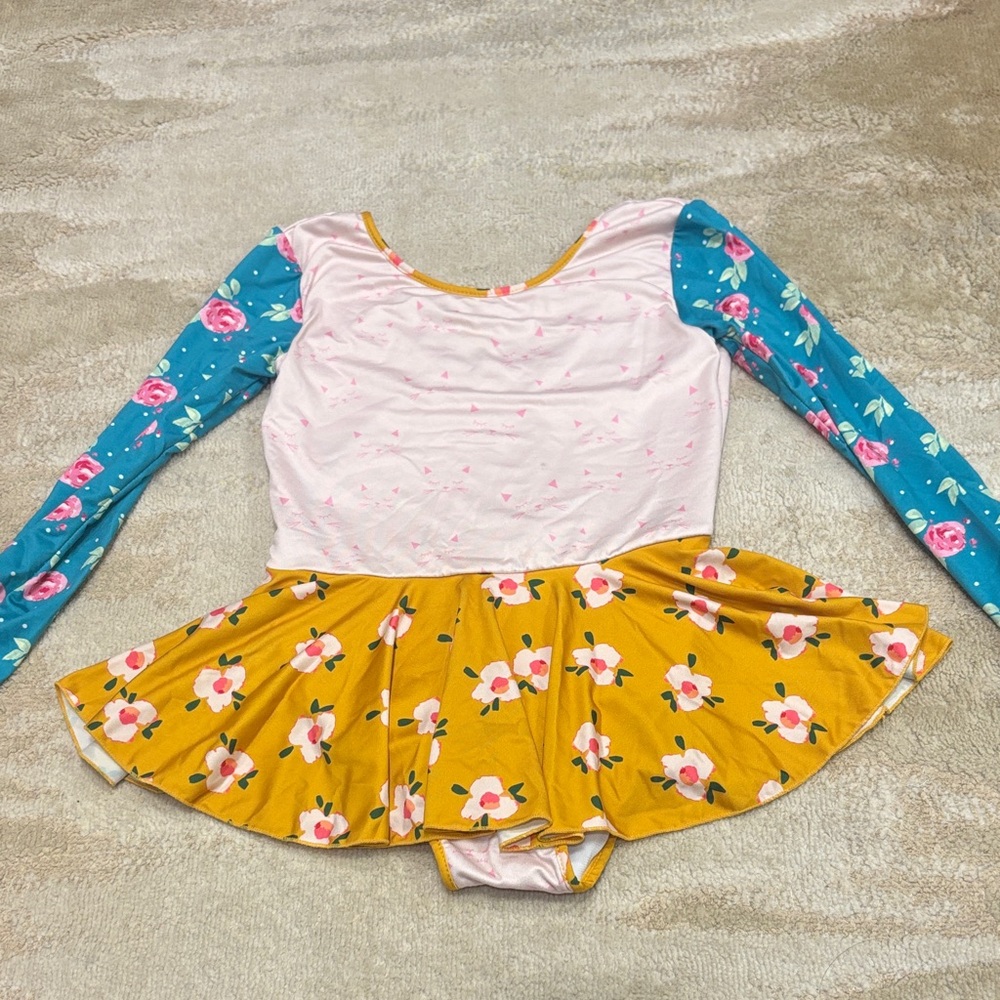 Sweet Honey: Floral Long Sleeve Leotard/leo